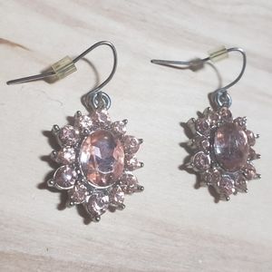 Peachy pink jeweled sunburst earrings
